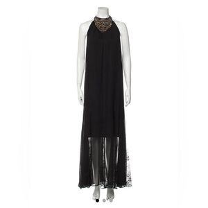 Alice & Olivia halter neck embellished black dress gown